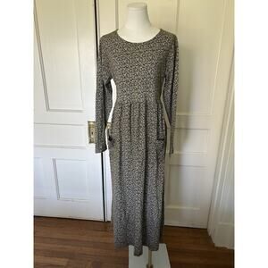 Vtg. Jones New York Floral Peasant Midi Dress Womens Size Large Brown White NWT